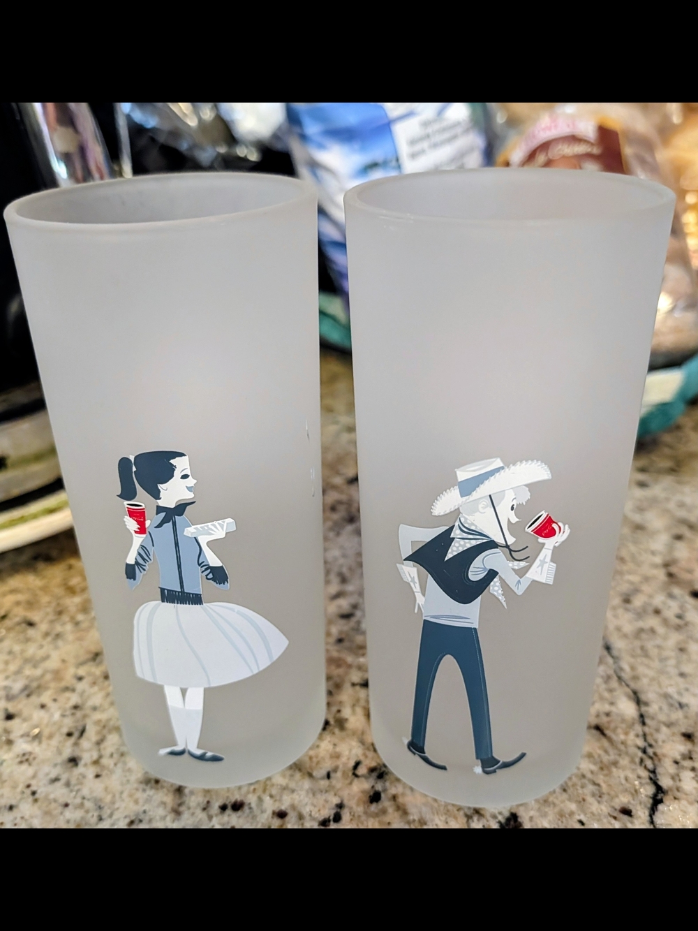 Coca-Cola Vintage At The Movies Frosted Glass Tumbler Set